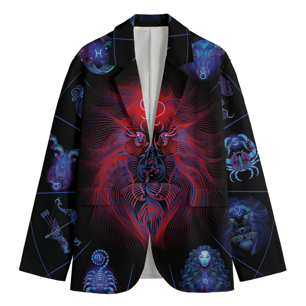 Leo And Astrological Signs Print Men's Cotton Blazer