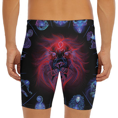 Leo And Astrological Signs Print Men's Long Boxer Briefs
