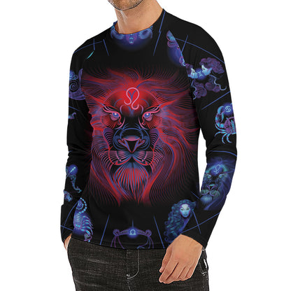 Leo And Astrological Signs Print Men's Long Sleeve Rash Guard