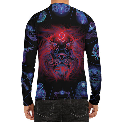 Leo And Astrological Signs Print Men's Long Sleeve Rash Guard