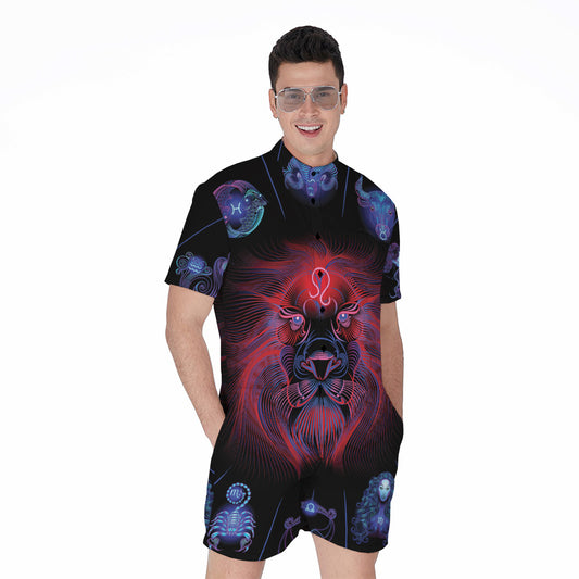 Leo And Astrological Signs Print Men's Rompers