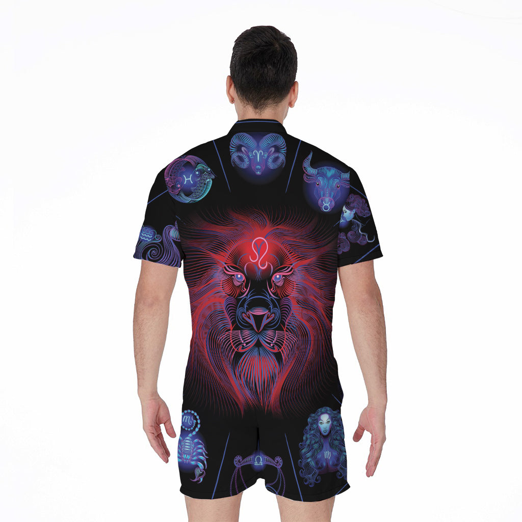 Leo And Astrological Signs Print Men's Rompers