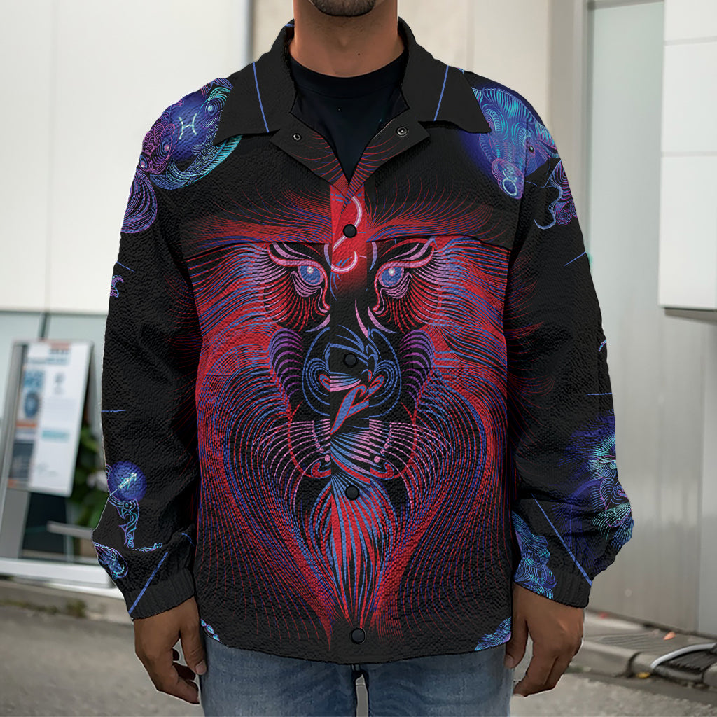 Leo And Astrological Signs Print Men's Shirt Jacket