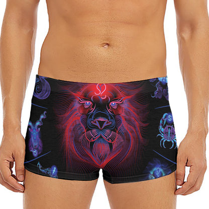 Leo And Astrological Signs Print Men's Short Boxer Briefs