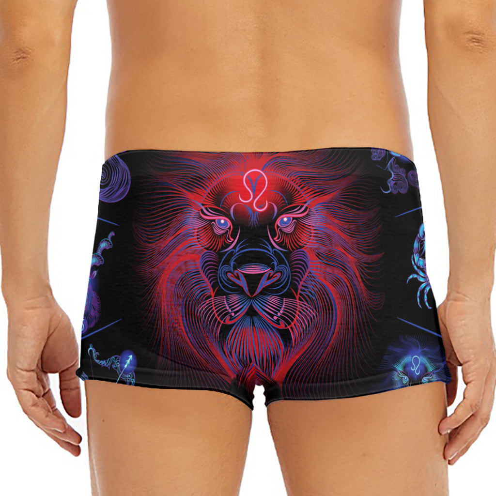 Leo And Astrological Signs Print Men's Short Boxer Briefs