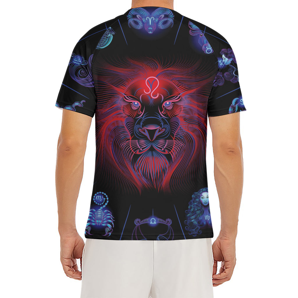Leo And Astrological Signs Print Men's Short Sleeve Rash Guard