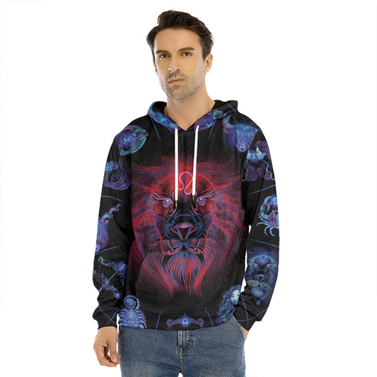 Leo And Astrological Signs Print Men's Velvet Pullover Hoodie