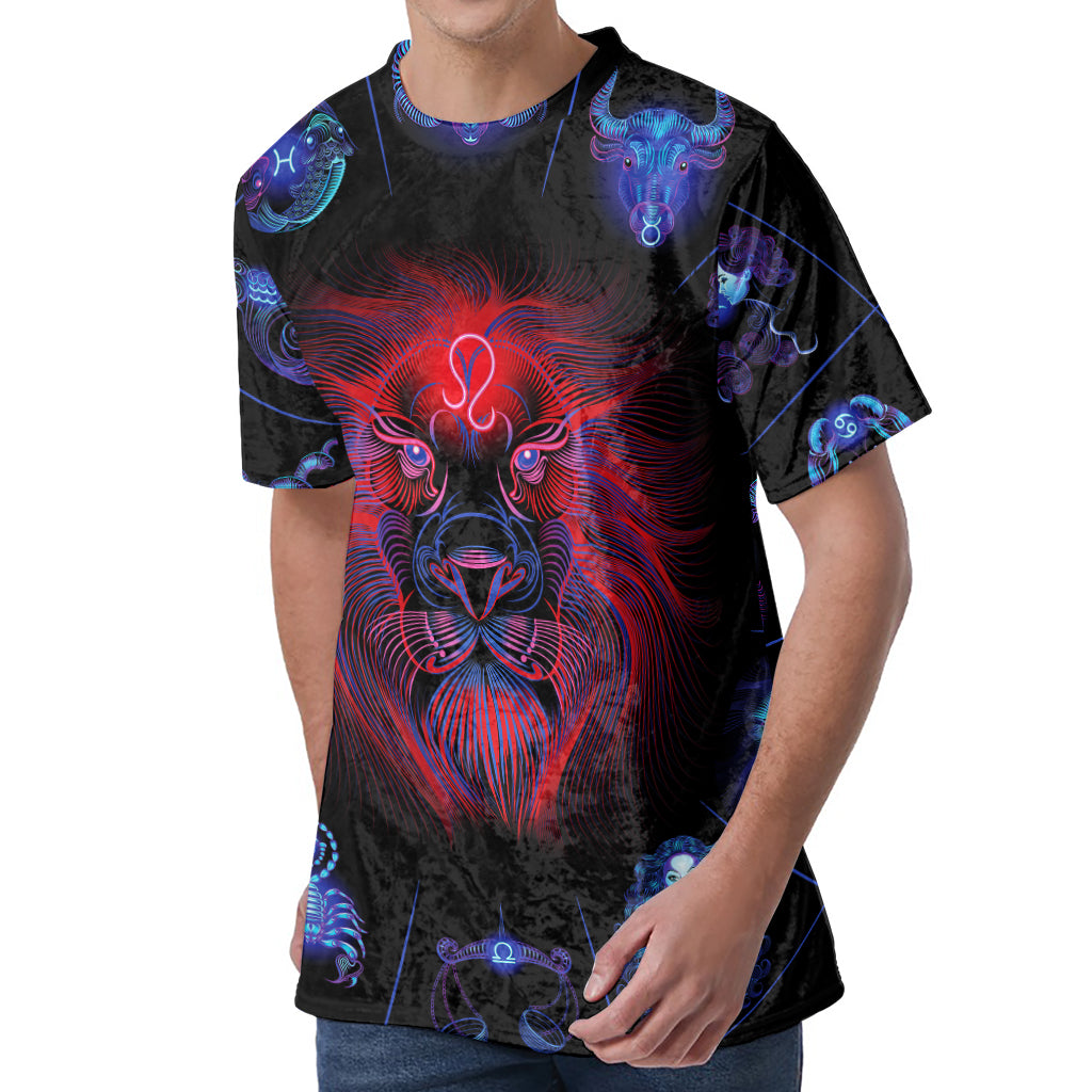 Leo And Astrological Signs Print Men's Velvet T-Shirt