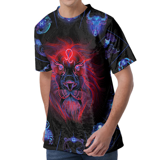Leo And Astrological Signs Print Men's Velvet T-Shirt