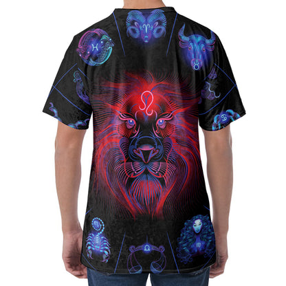 Leo And Astrological Signs Print Men's Velvet T-Shirt