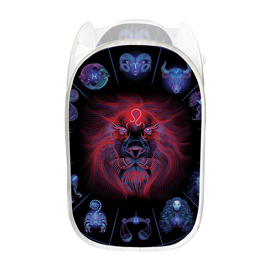 Leo And Astrological Signs Print Mesh Laundry Hamper