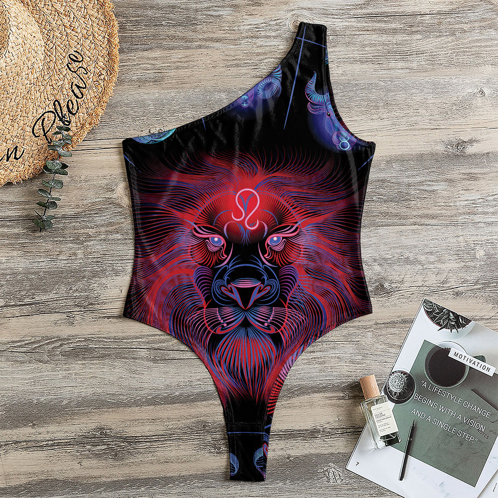 Leo And Astrological Signs Print One Shoulder Bodysuit