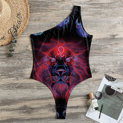 Leo And Astrological Signs Print One Shoulder Bodysuit