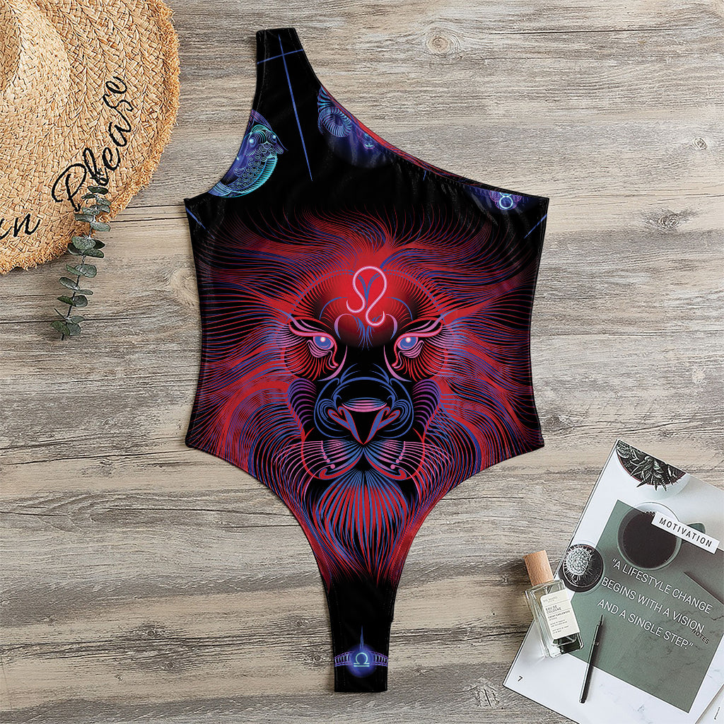Leo And Astrological Signs Print One Shoulder Bodysuit