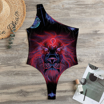 Leo And Astrological Signs Print One Shoulder Bodysuit