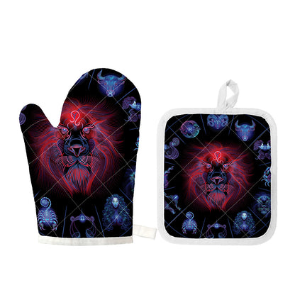 Leo And Astrological Signs Print Oven Mitt And Pot Holder Set