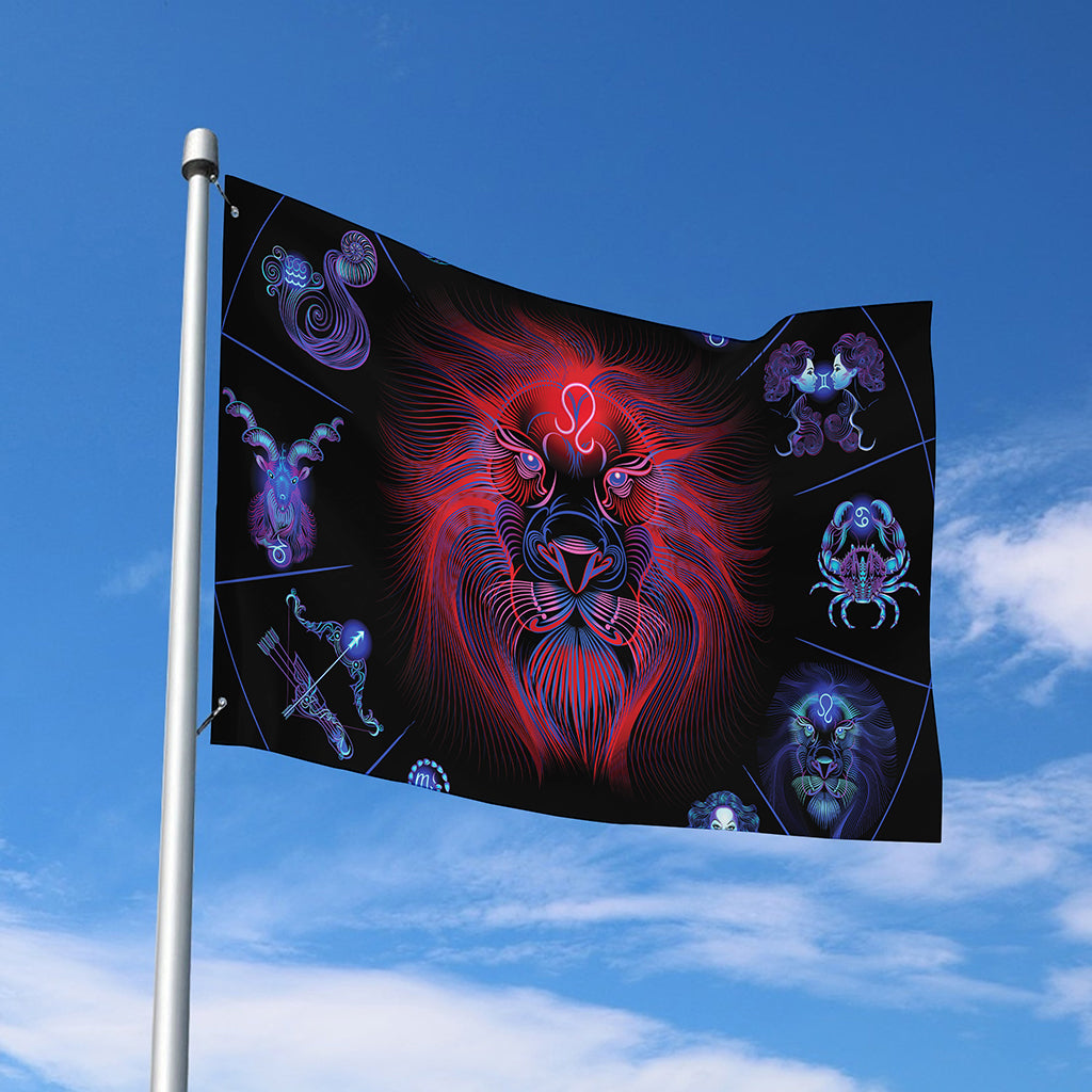 Leo And Astrological Signs Print Polyester Flag