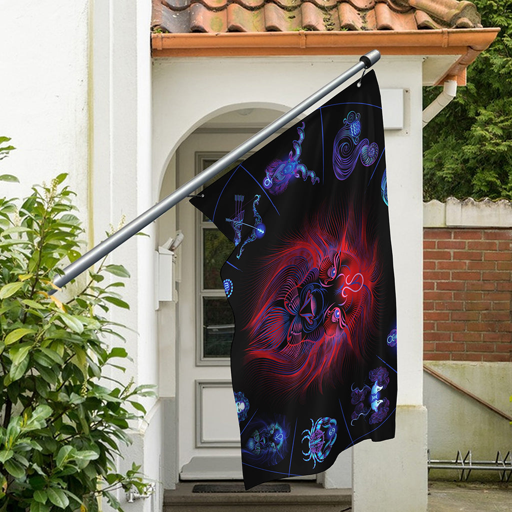 Leo And Astrological Signs Print Polyester Flag