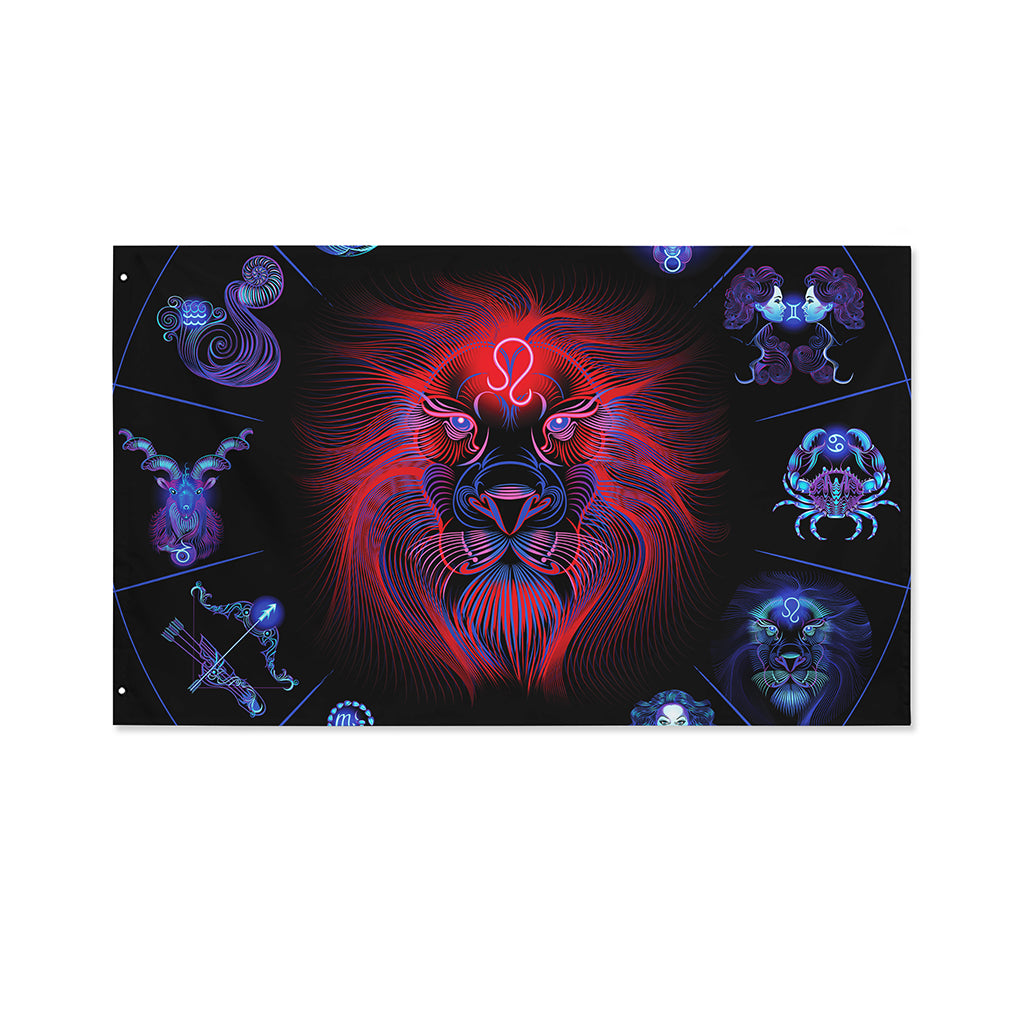 Leo And Astrological Signs Print Polyester Flag