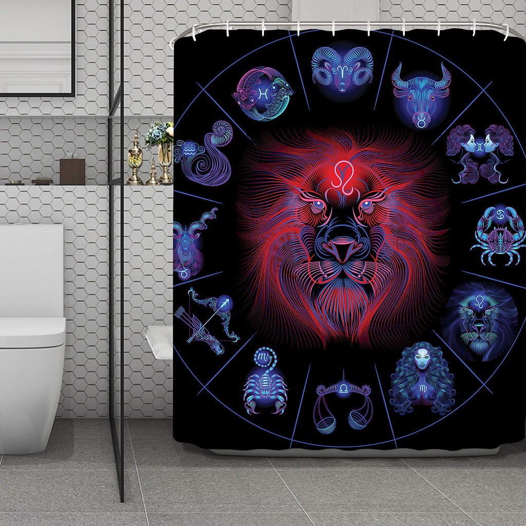 Leo And Astrological Signs Print Polyester Shower Curtain