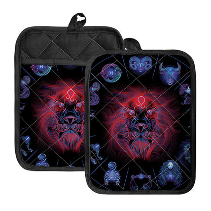 Leo And Astrological Signs Print Pot Holders With Pocket