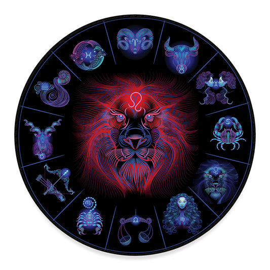 Leo And Astrological Signs Print Round Floor Mat