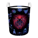 Leo And Astrological Signs Print Round Laundry Basket