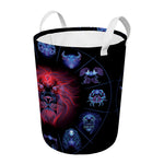Leo And Astrological Signs Print Round Laundry Basket