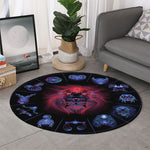 Leo And Astrological Signs Print Round Rug