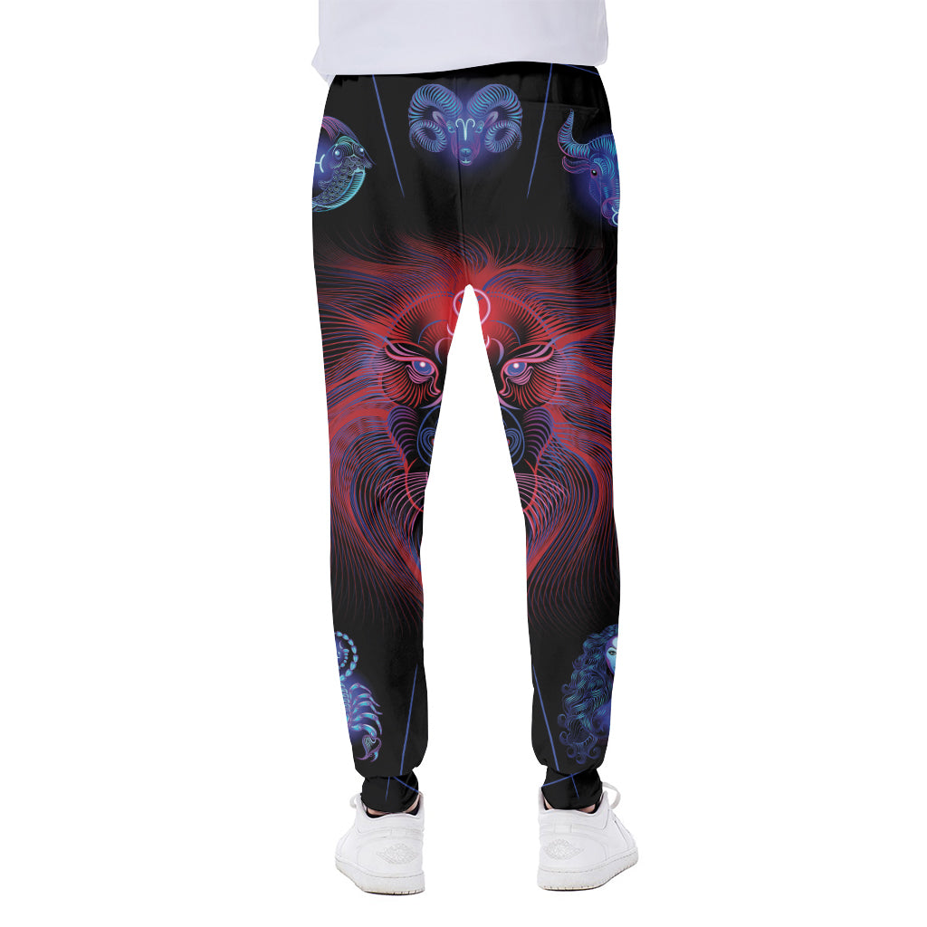 Leo And Astrological Signs Print Scuba Joggers