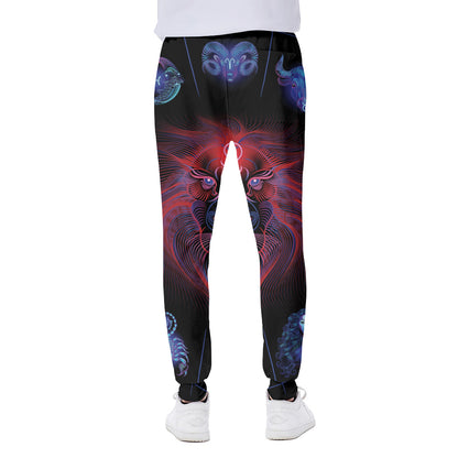 Leo And Astrological Signs Print Scuba Joggers