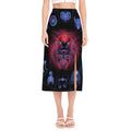 Leo And Astrological Signs Print Side Slit Midi Skirt