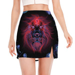 Leo And Astrological Signs Print Side Slit Mini Skirt