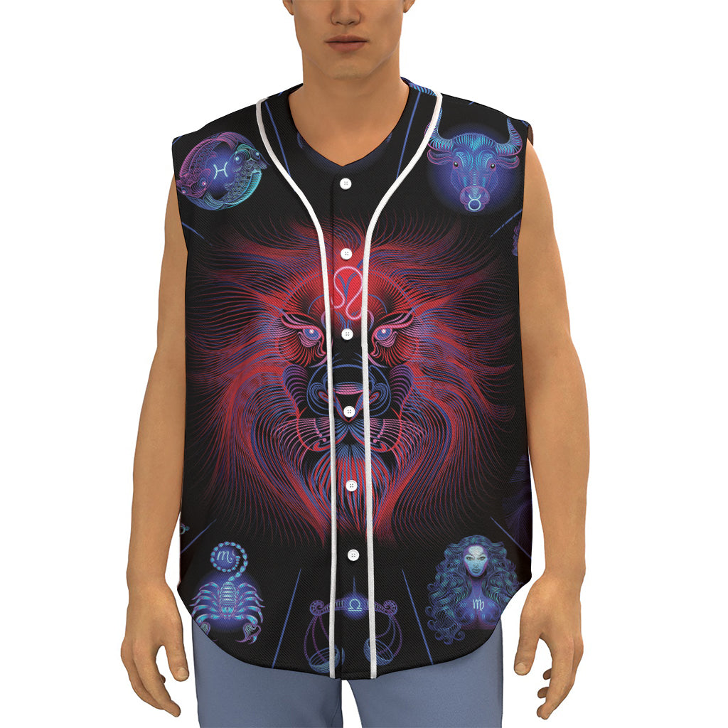 Leo And Astrological Signs Print Sleeveless Baseball Jersey