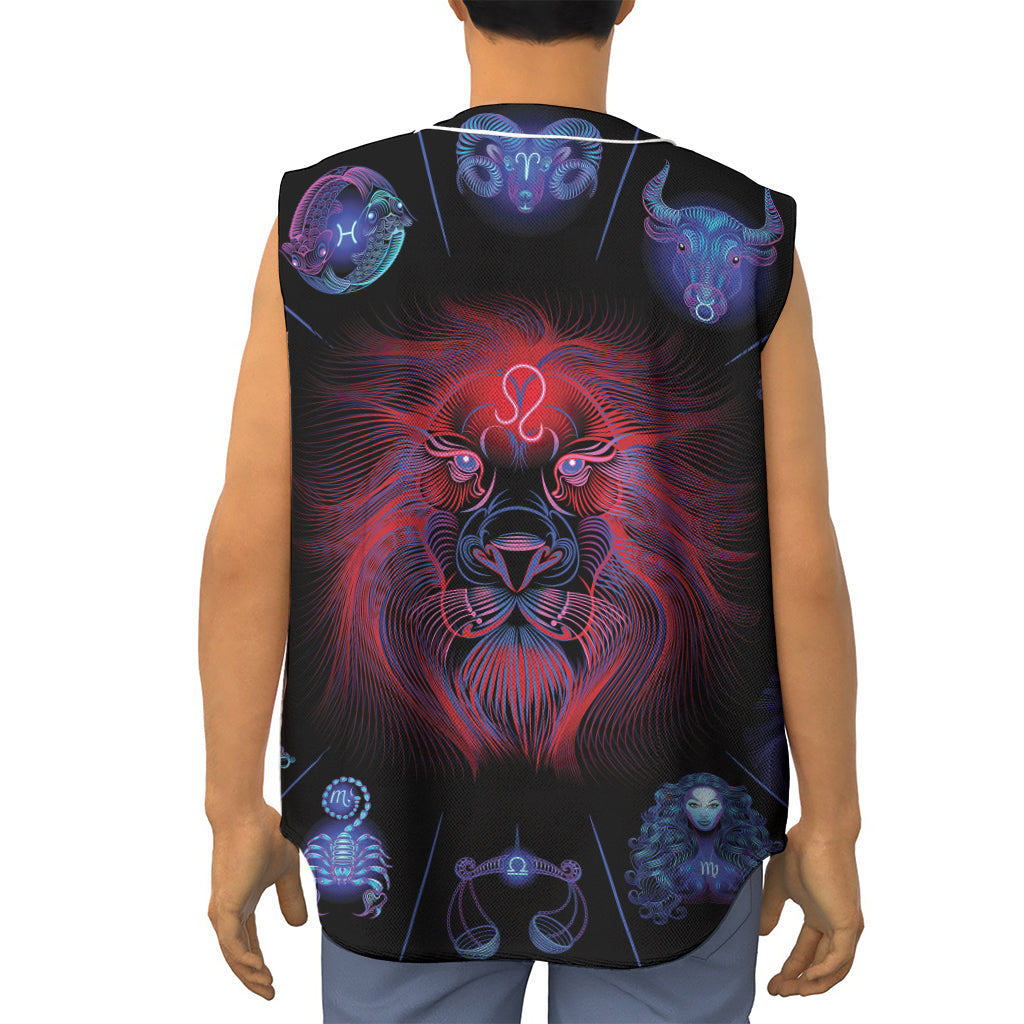 Leo And Astrological Signs Print Sleeveless Baseball Jersey
