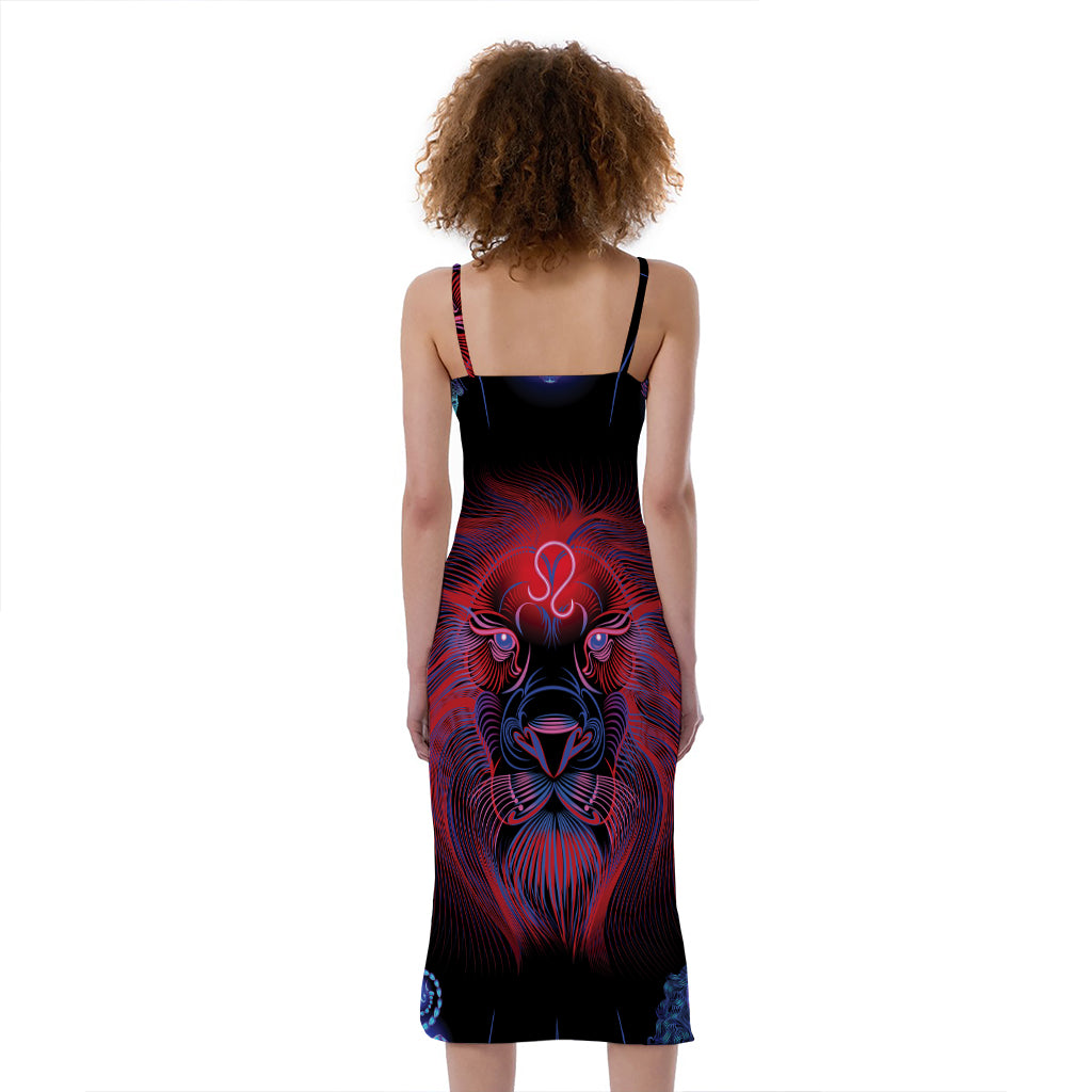 Leo And Astrological Signs Print Slim Fit Midi Cami Dress