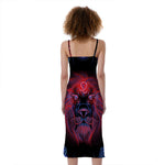 Leo And Astrological Signs Print Slim Fit Midi Cami Dress