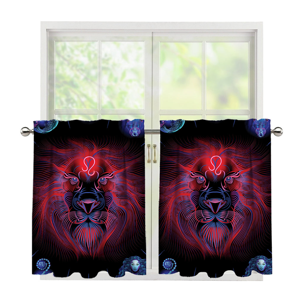 Leo And Astrological Signs Print Tier Curtains