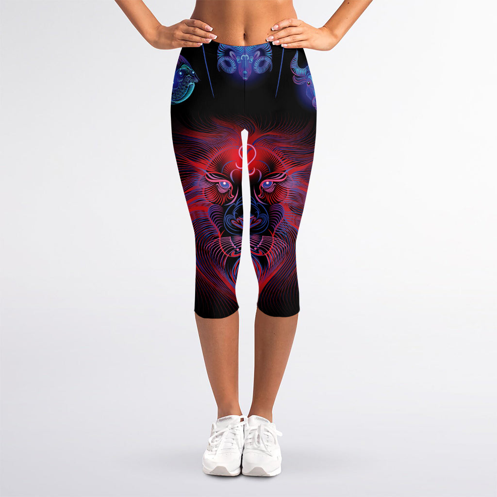 Leo And Astrological Signs Print Women's Capri Leggings