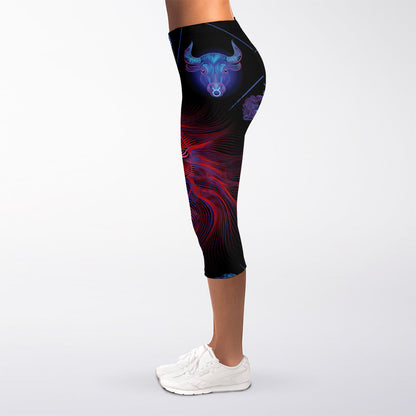 Leo And Astrological Signs Print Women's Capri Leggings