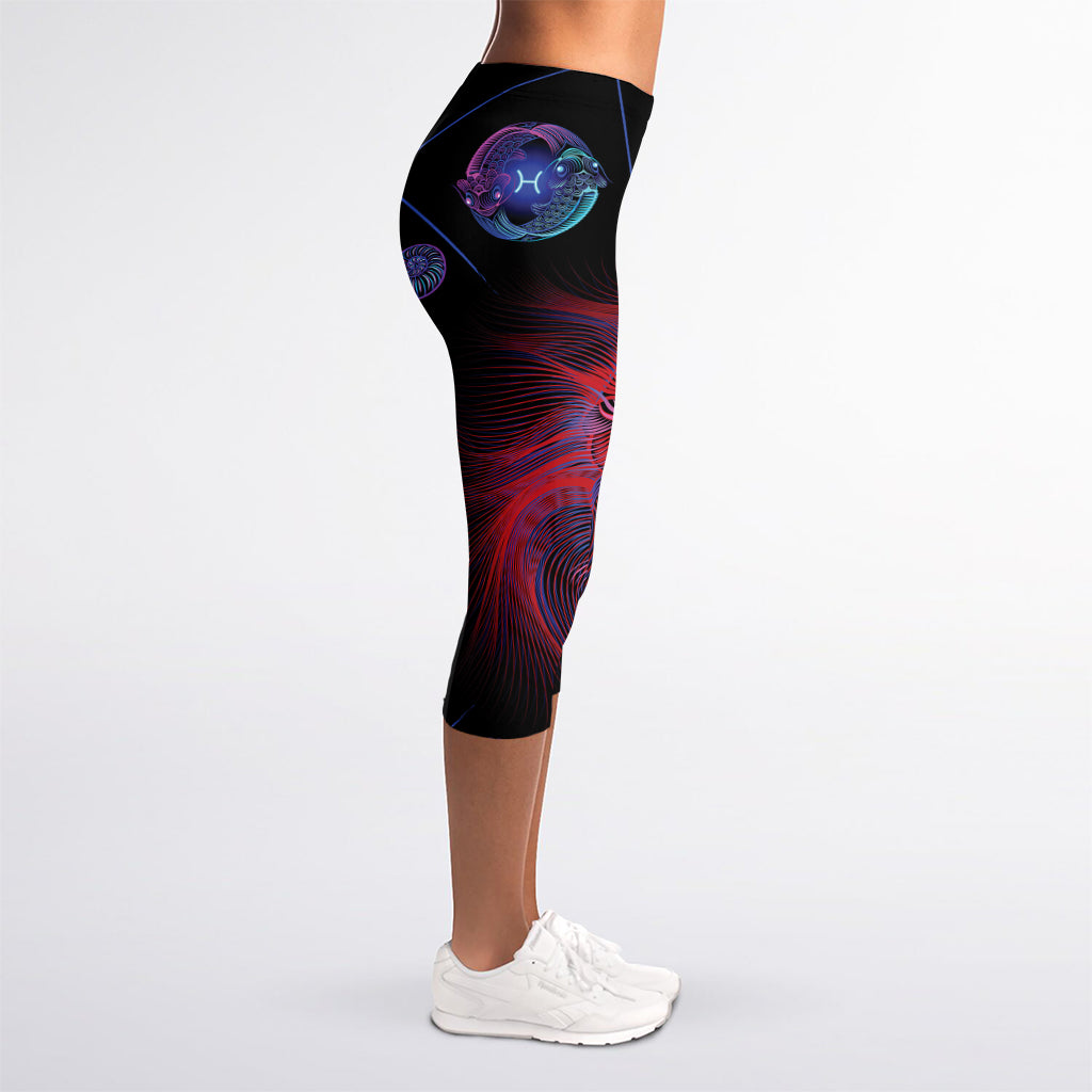 Leo And Astrological Signs Print Women's Capri Leggings