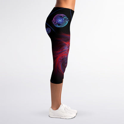Leo And Astrological Signs Print Women's Capri Leggings