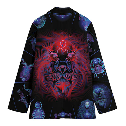 Leo And Astrological Signs Print Women's Cotton Blazer