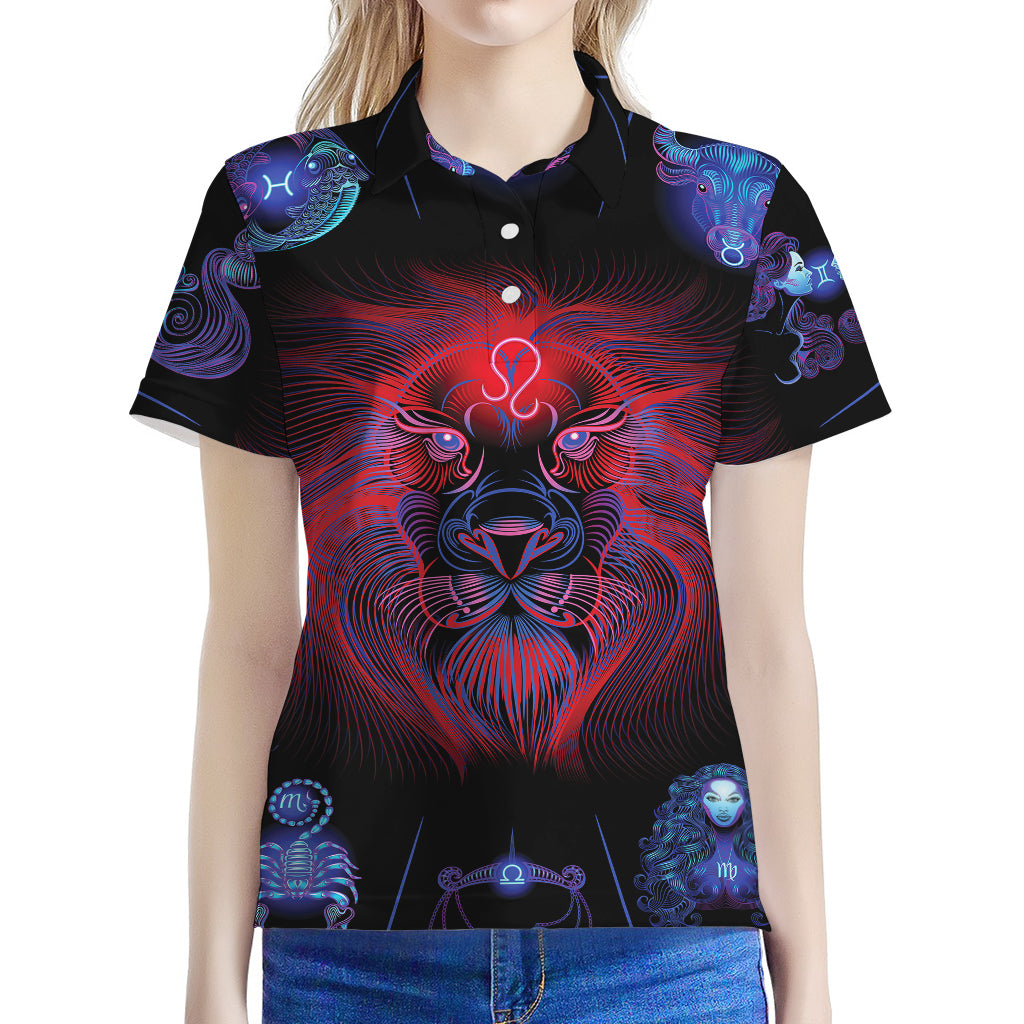 Leo And Astrological Signs Print Women's Polo Shirt