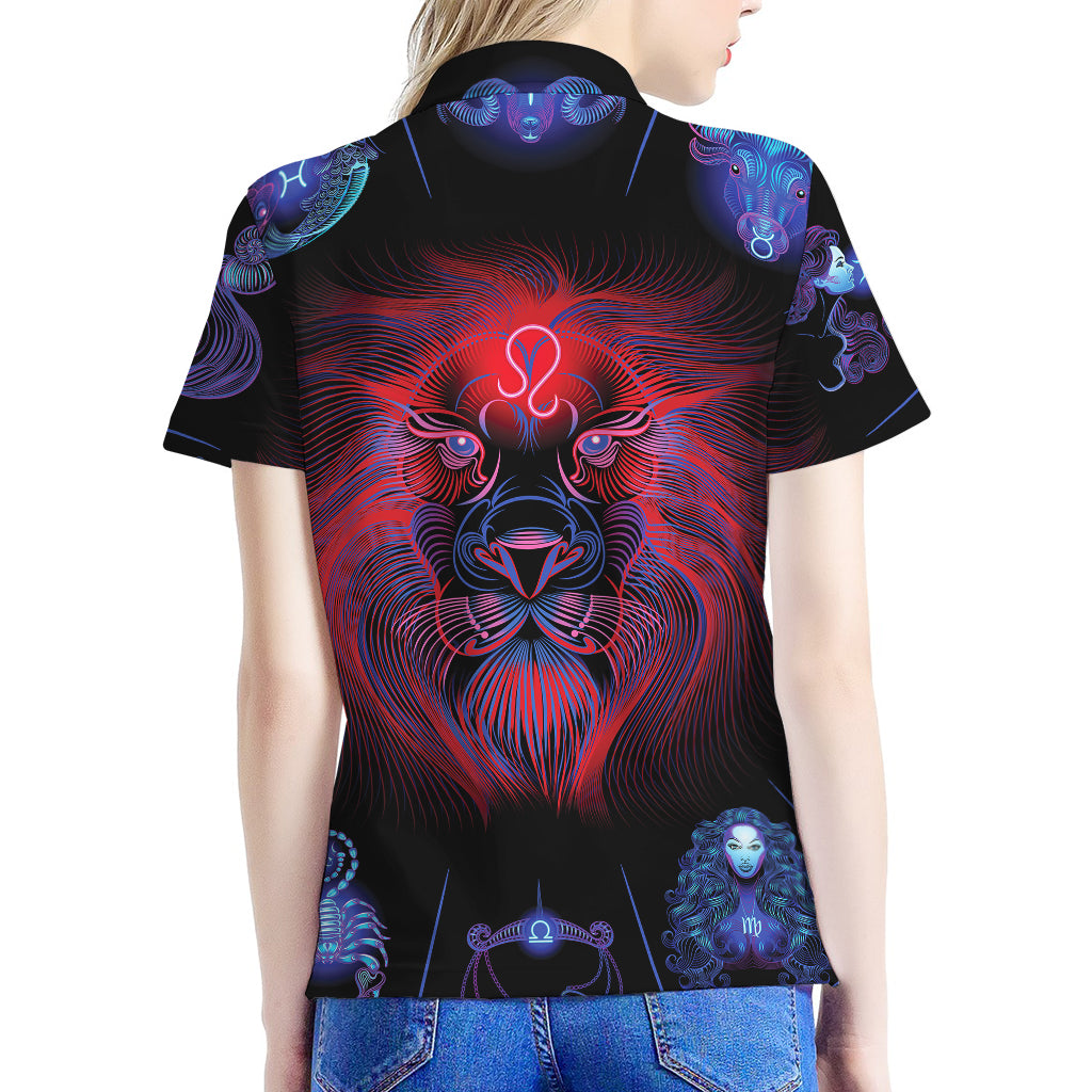 Leo And Astrological Signs Print Women's Polo Shirt