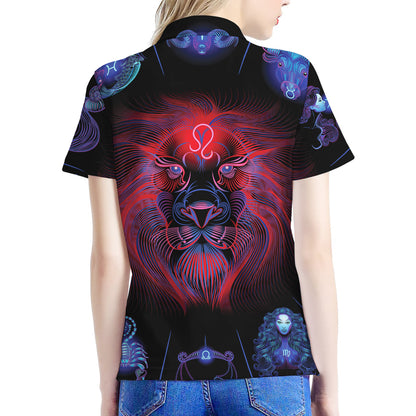 Leo And Astrological Signs Print Women's Polo Shirt