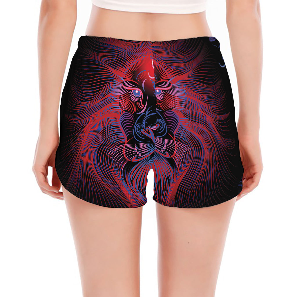 Leo And Astrological Signs Print Women's Split Running Shorts