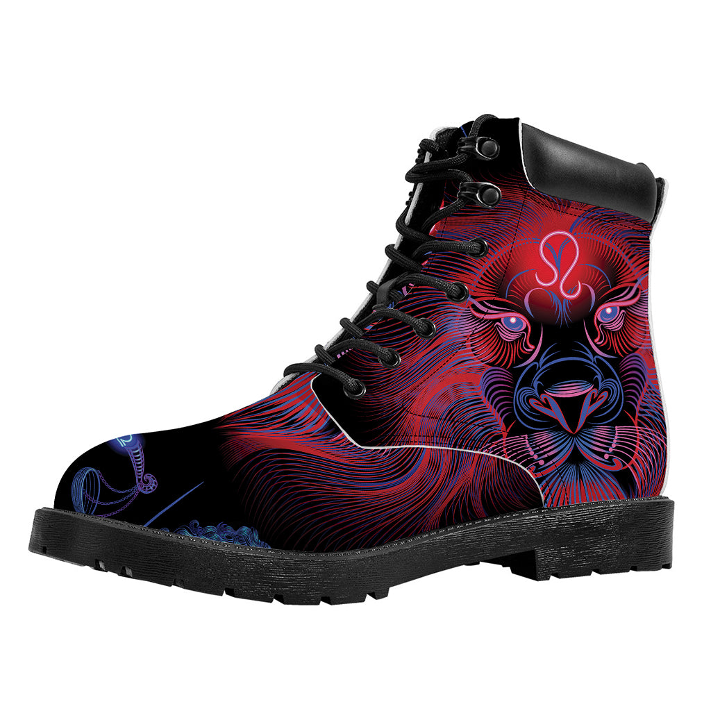 Leo And Astrological Signs Print Work Boots
