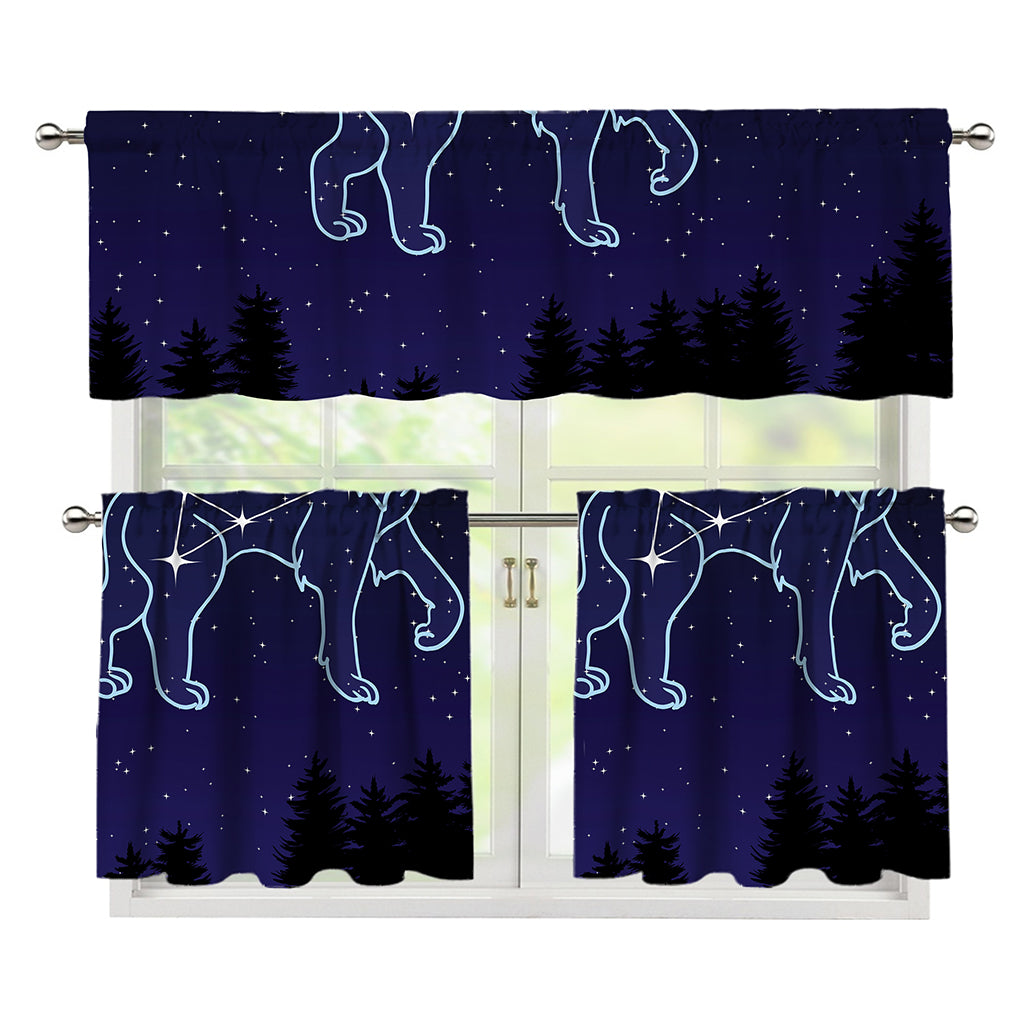 Leo Constellation Print 3 Piece Kitchen Curtains