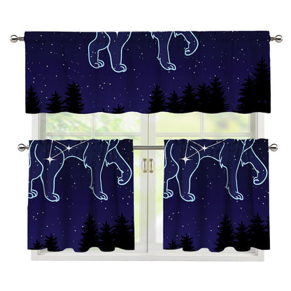 Leo Constellation Print 3 Piece Kitchen Curtains